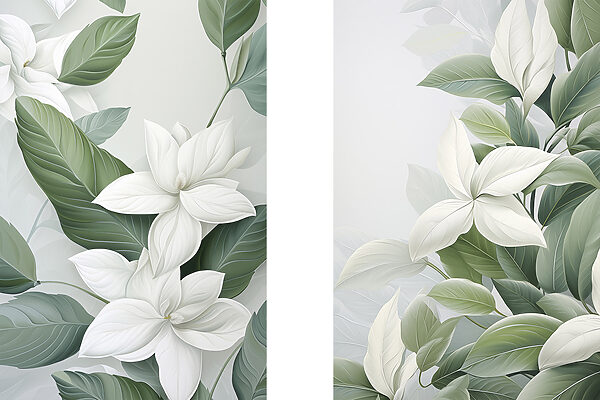 - Serene botanical elegance in soft hues - Serene botanical elegance in soft hues