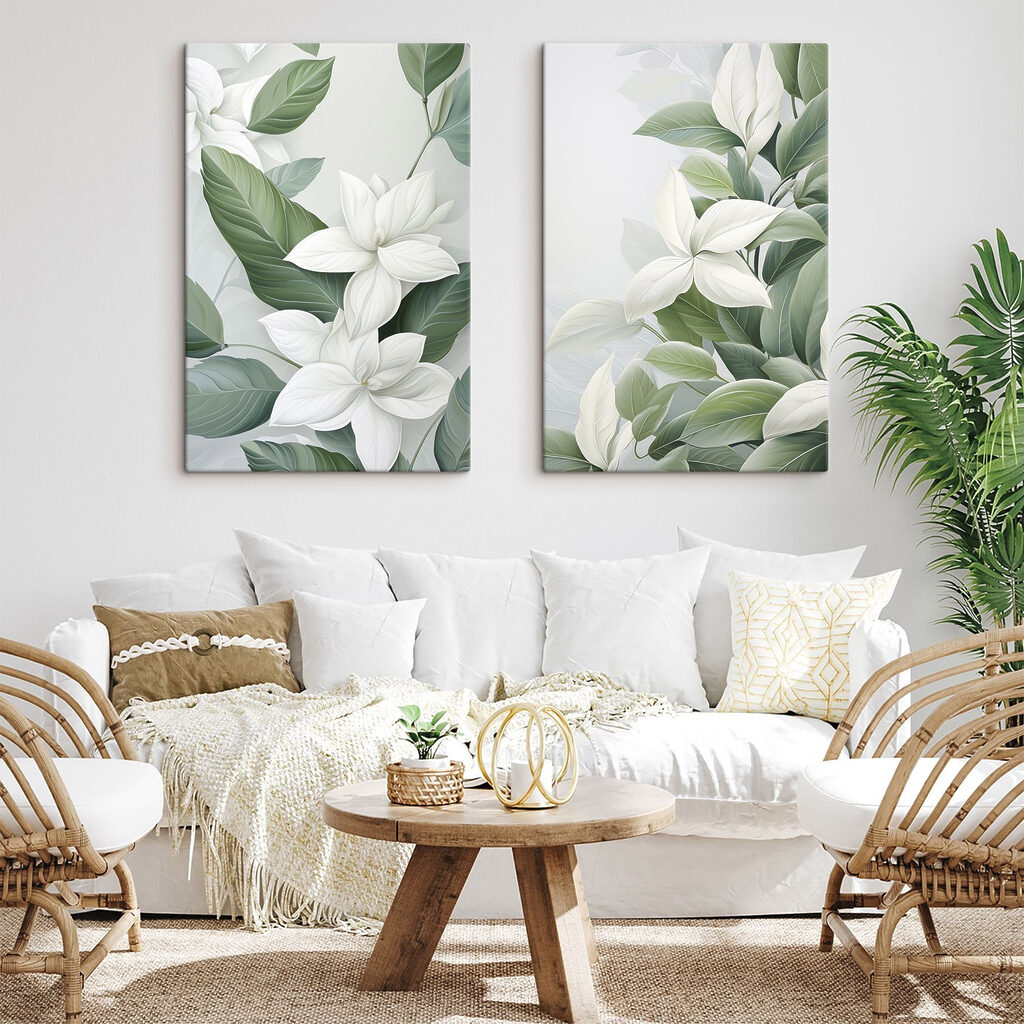 - Serene botanical elegance in soft hues - Serene botanical elegance in soft hues