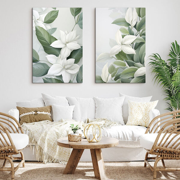 - Serene botanical elegance in soft hues - Serene botanical elegance in soft hues