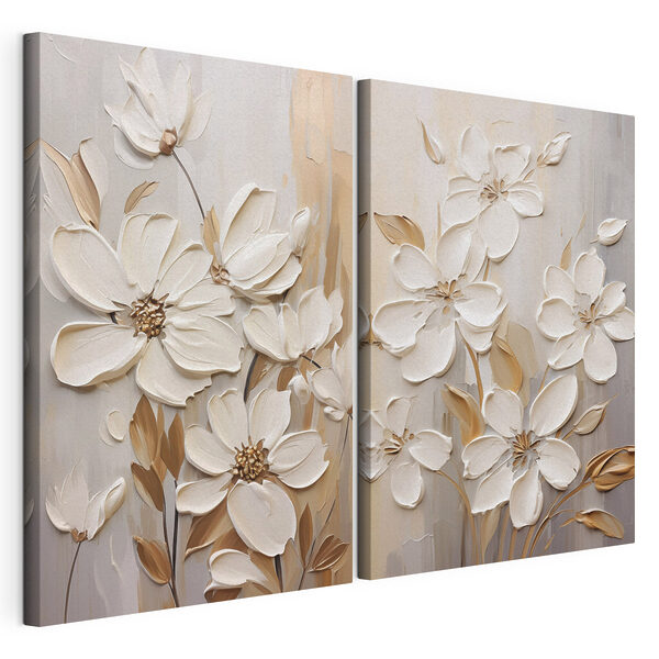 Des fleurs délicates aux teintes douces Impression sur toile modulaire Des fleurs délicates aux teintes douces