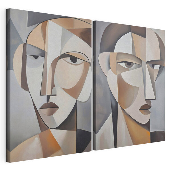 Deux tableaux représentant le visage d'une femme Impression sur toile modulaire Deux tableaux représentant le visage d'une femme