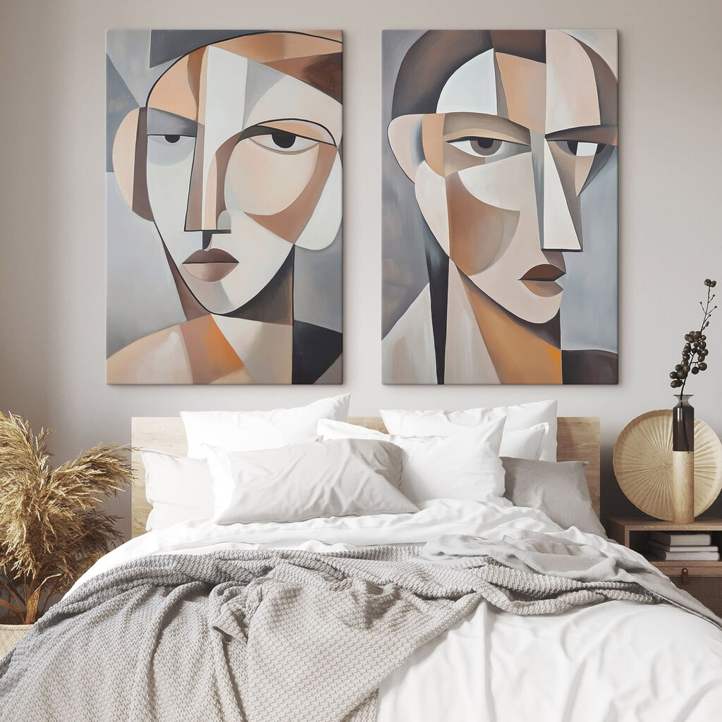 Two paintings of a woman's face Two paintings of a woman's face