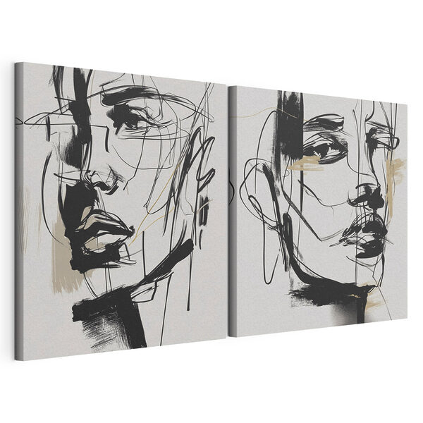 Des traits expressifs traduisent les pensées intimes Impression sur toile modulaire Des traits expressifs traduisent les pensées intimes