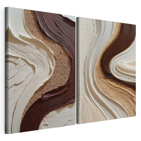 Impression sur toile modulaire Motifs fluides aux teintes terreuses