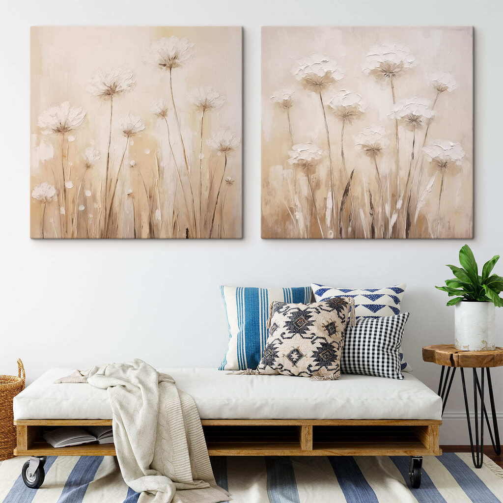 Painting of flowers on a beige background Painting of flowers on a beige background