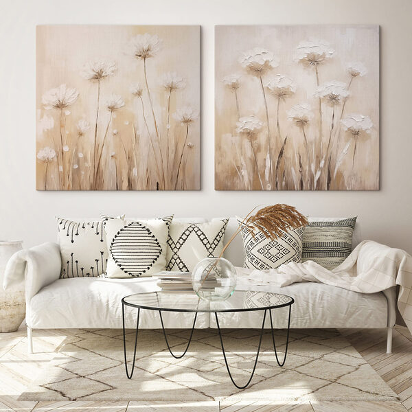 Painting of flowers on a beige background Painting of flowers on a beige background