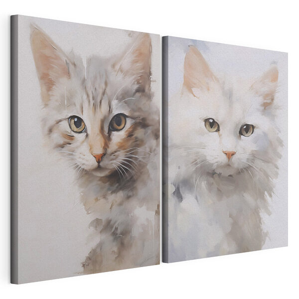 Impression sur toile modulaire Deux chats qui ont la tête tournée sur le côté