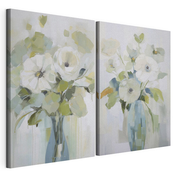 Peinture représentant des fleurs dans un vase Impression sur toile modulaire Peinture représentant des fleurs dans un vase