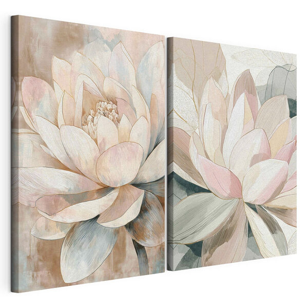 Des fleurs délicates aux teintes douces Impression sur toile modulaire Des fleurs délicates aux teintes douces