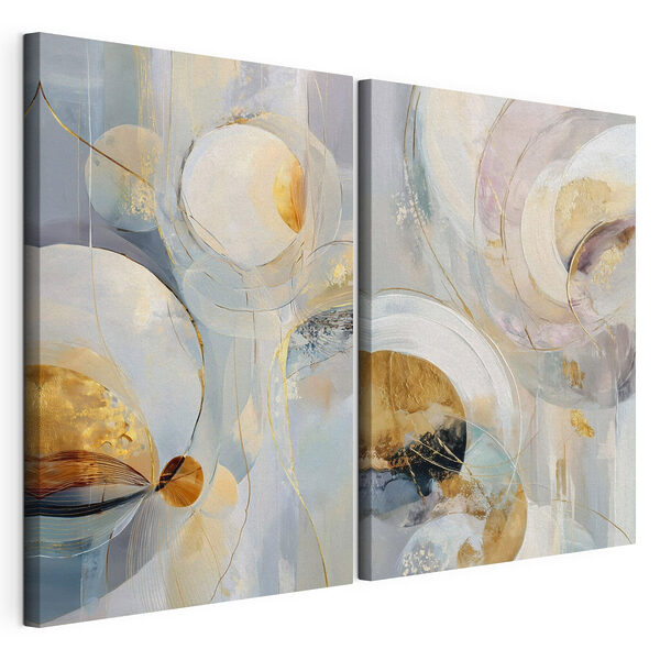 - Des formes fluides dans des couleurs douces et chaudes Impression sur toile modulaire - Des formes fluides dans des couleurs douces et chaudes