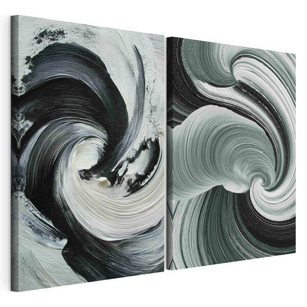 Des tourbillons dynamiques de couleurs monochromes Impression sur toile modulaire Des tourbillons dynamiques de couleurs monochromes