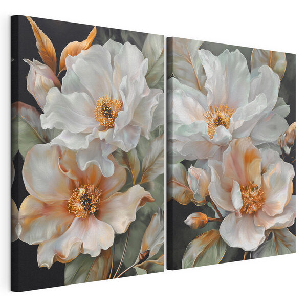 Des fleurs élégantes aux teintes douces Impression sur toile modulaire Des fleurs élégantes aux teintes douces