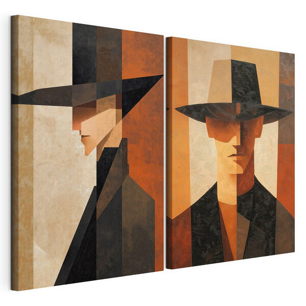 Quelques tableaux représentant un homme coiffé d'un chapeau Impression sur toile modulaire Quelques tableaux représentant un homme coiffé d'un chapeau