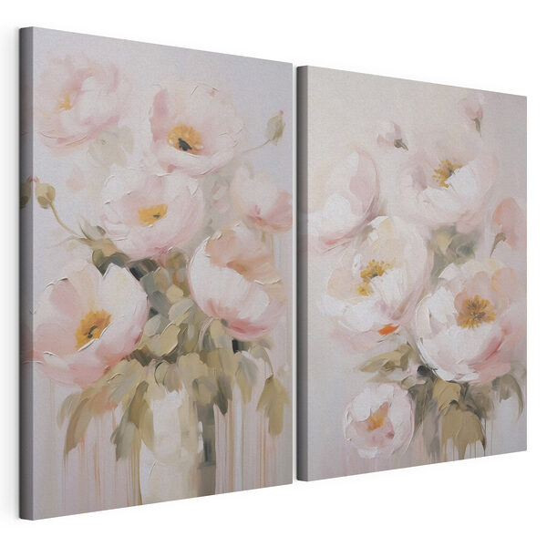 Impression sur toile modulaire Peinture représentant des fleurs dans un vase