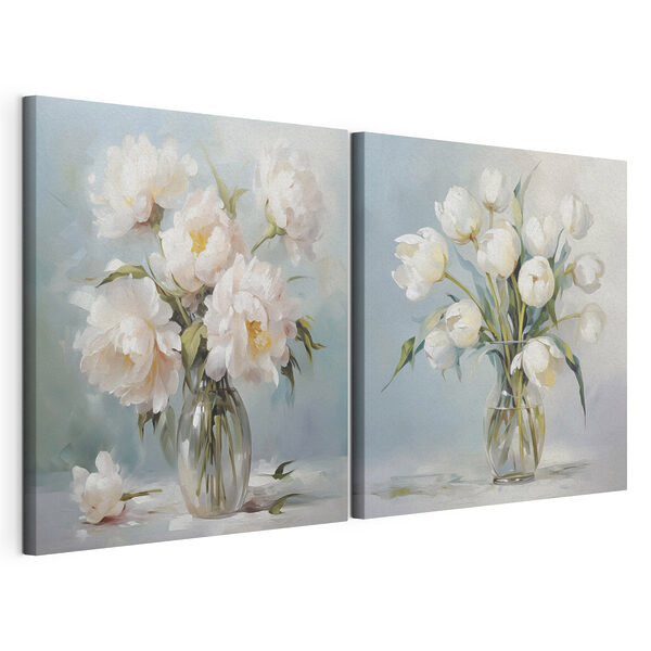 Peinture représentant des fleurs dans un vase Impression sur toile modulaire Peinture représentant des fleurs dans un vase