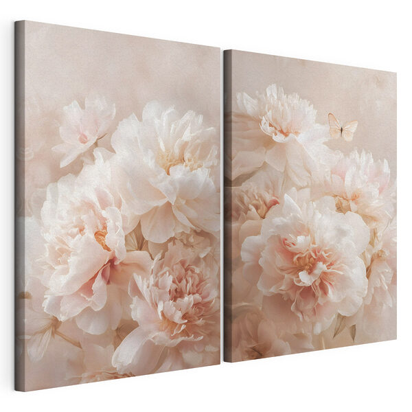 Fleurs aux teintes douces et délicates Impression sur toile modulaire Fleurs aux teintes douces et délicates