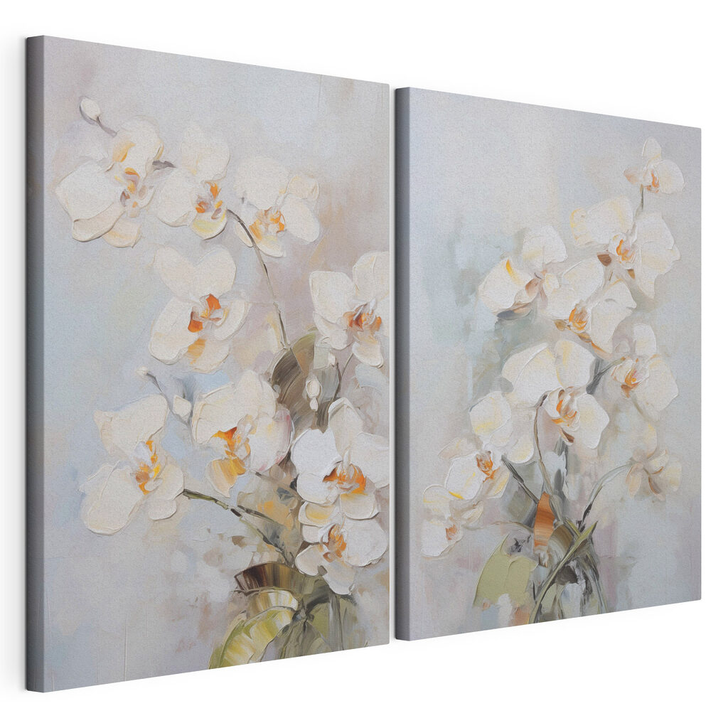Painting of flowers on a grey background Painting of flowers on a grey background