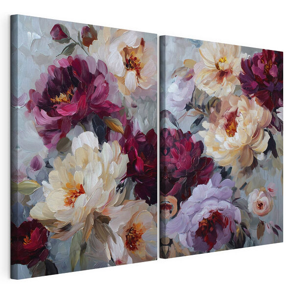 La beauté florale dans des teintes éclatantes Impression sur toile modulaire La beauté florale dans des teintes éclatantes