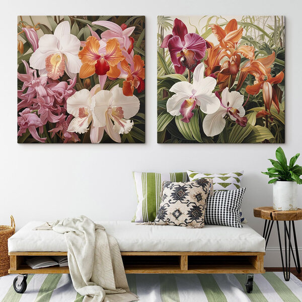 Colorful orchids in vibrant display Colorful orchids in vibrant display