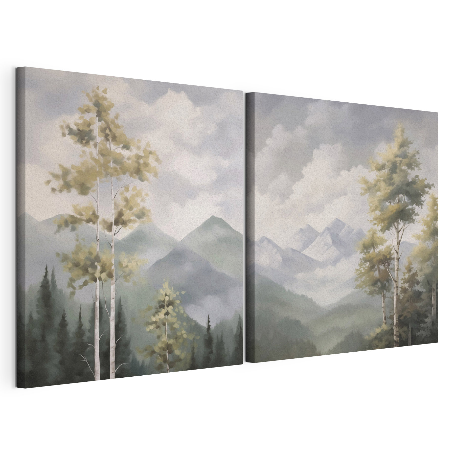 Painting of mountains and trees Painting of mountains and trees