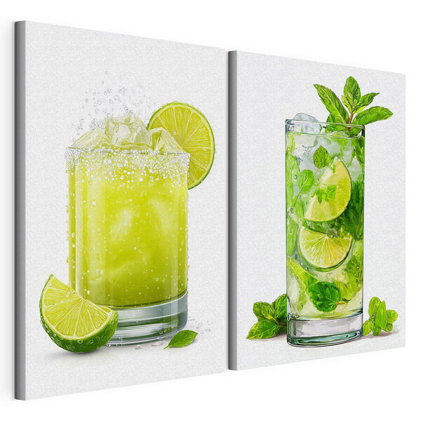 Des cocktails estivaux rafraîchissants aux couleurs vives Impression sur toile modulaire Des cocktails estivaux rafraîchissants aux couleurs vives