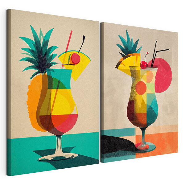 Deux photos d'une boisson Impression sur toile modulaire Deux photos d'une boisson