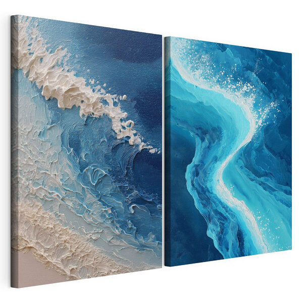 Impression sur toile modulaire Des vagues ondulantes dans des tons bleus apaisants