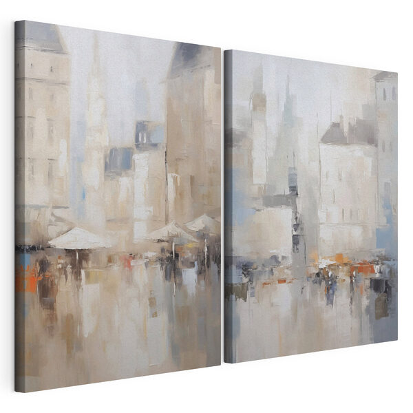 Impression sur toile modulaire Peinture représentant une ville