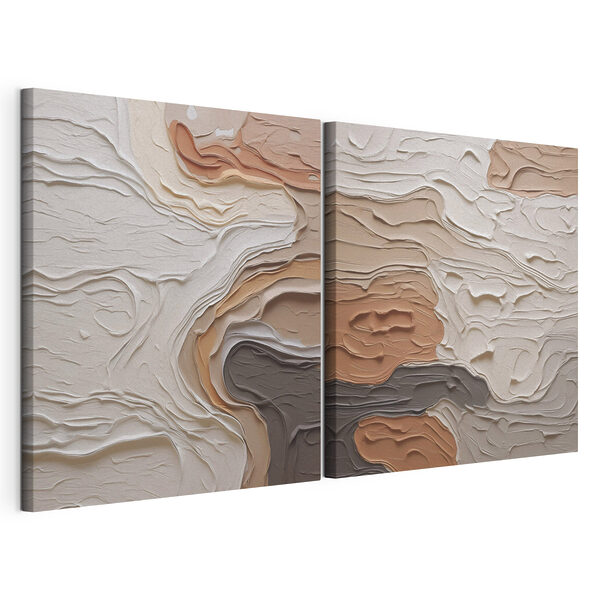 Des lignes fluides dans des tons chauds et terreux Impression sur toile modulaire Des lignes fluides dans des tons chauds et terreux