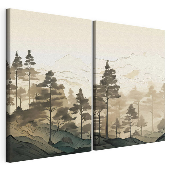 Capture d'écran d'un tableau représentant une forêt Impression sur toile modulaire Capture d'écran d'un tableau représentant une forêt