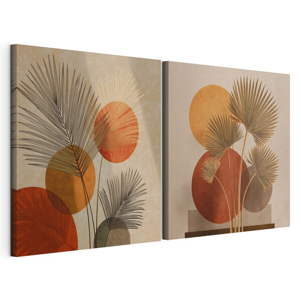 Impression sur toile modulaire Deux images d'un palmier