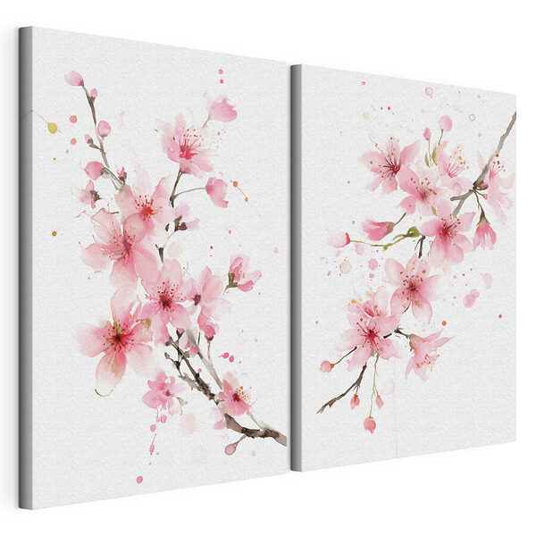 Aquarelle représentant des fleurs roses Impression sur toile modulaire Aquarelle représentant des fleurs roses