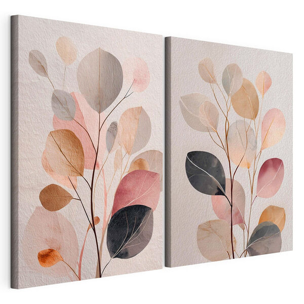 Peinture représentant une plante avec des feuilles Impression sur toile modulaire Peinture représentant une plante avec des feuilles
