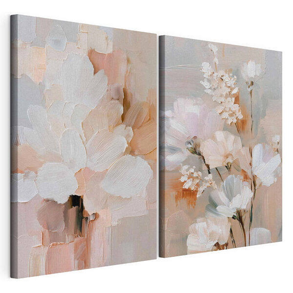 Des fleurs délicates aux teintes douces et chaudes Impression sur toile modulaire Des fleurs délicates aux teintes douces et chaudes