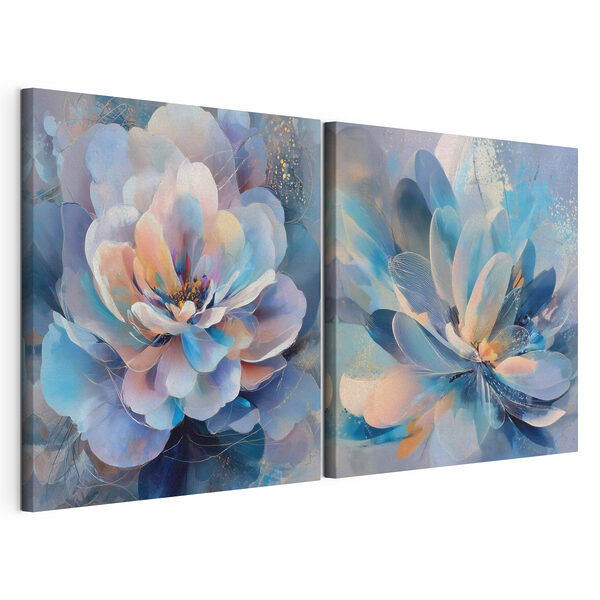 Des teintes douces empreintes d'élégance florale Impression sur toile modulaire Des teintes douces empreintes d'élégance florale