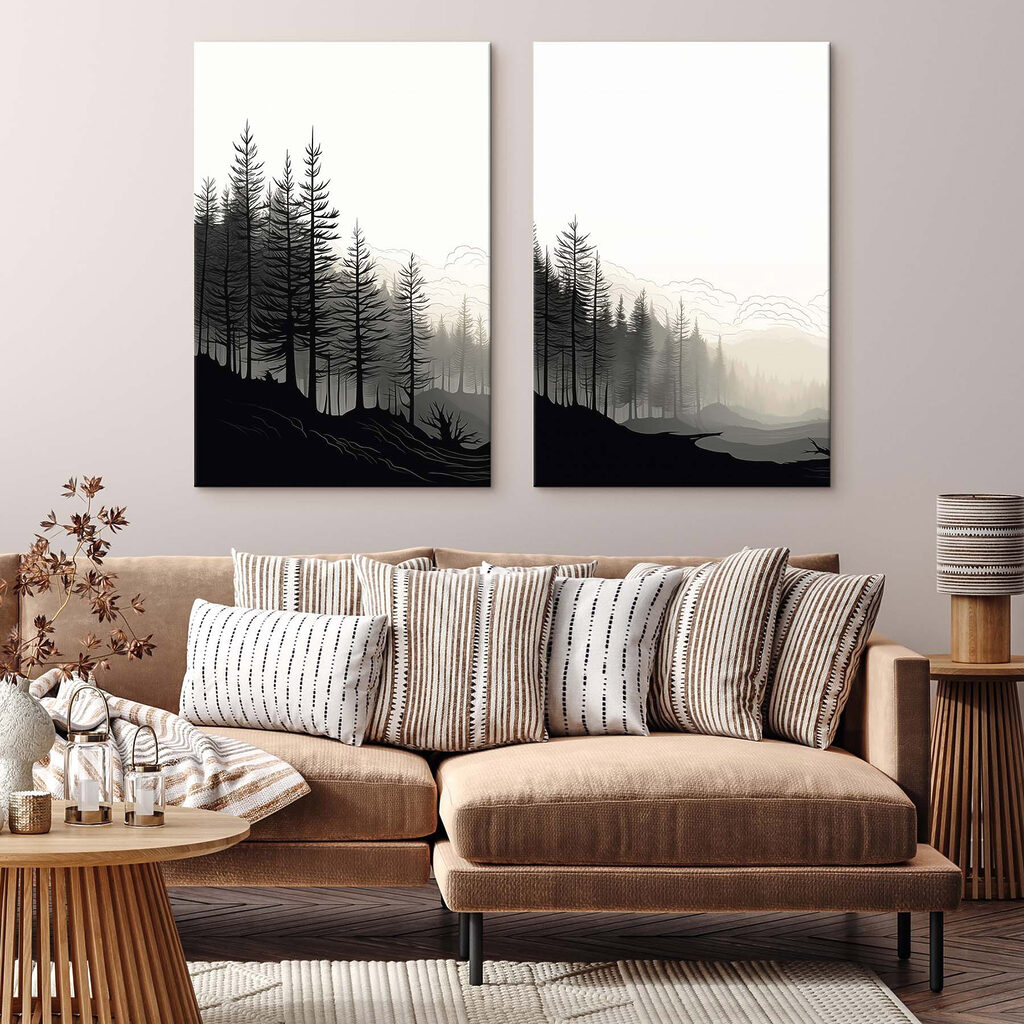 Black and white image of a forest Black and white image of a forest