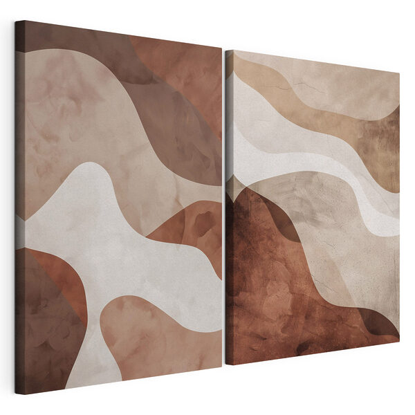 - Des courbes douces dans des tons terreux Impression sur toile modulaire - Des courbes douces dans des tons terreux