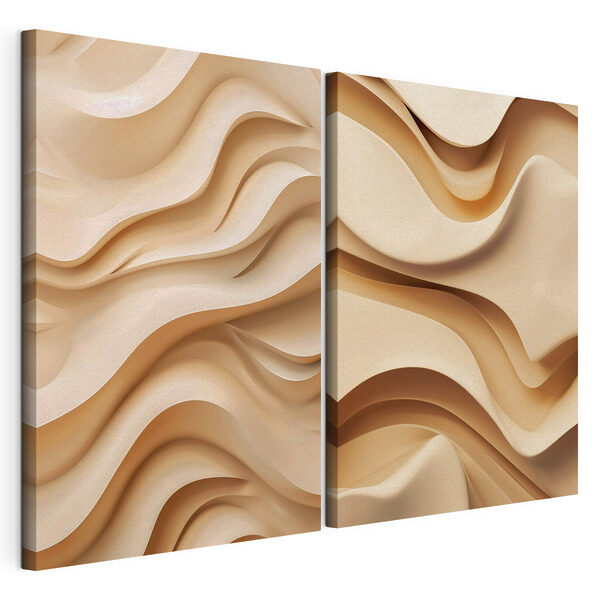 Impression sur toile modulaire Des formes fluides dans des tons beiges doux