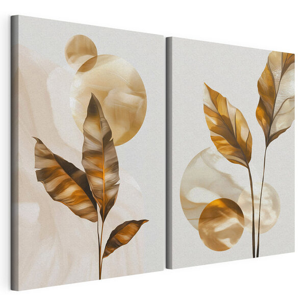 - Des formes organiques dans des tons terreux Impression sur toile modulaire - Des formes organiques dans des tons terreux