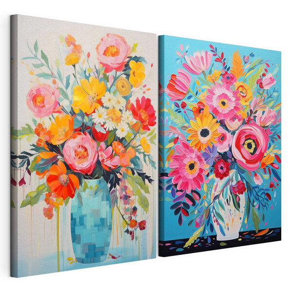 Impression sur toile modulaire Collage de tableaux représentant des fleurs