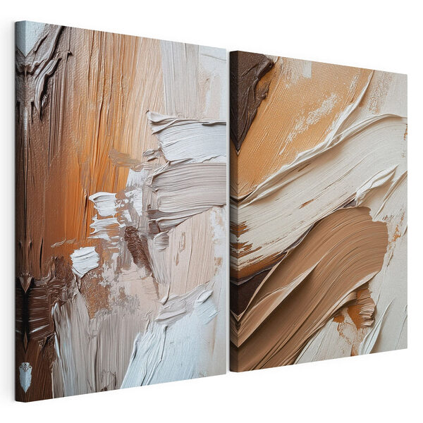 Des traits uniques aux couleurs chaudes Impression sur toile modulaire Des traits uniques aux couleurs chaudes