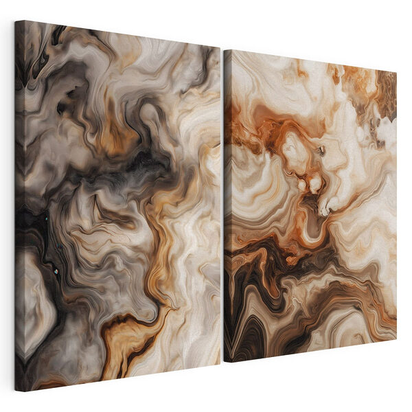 Élégants motifs en spirale aux tons terreux Impression sur toile modulaire Élégants motifs en spirale aux tons terreux