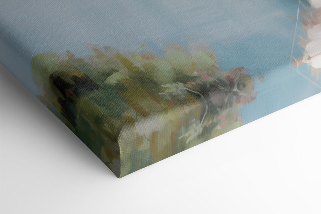 Painting of a town on a hill Painting of a town on a hill