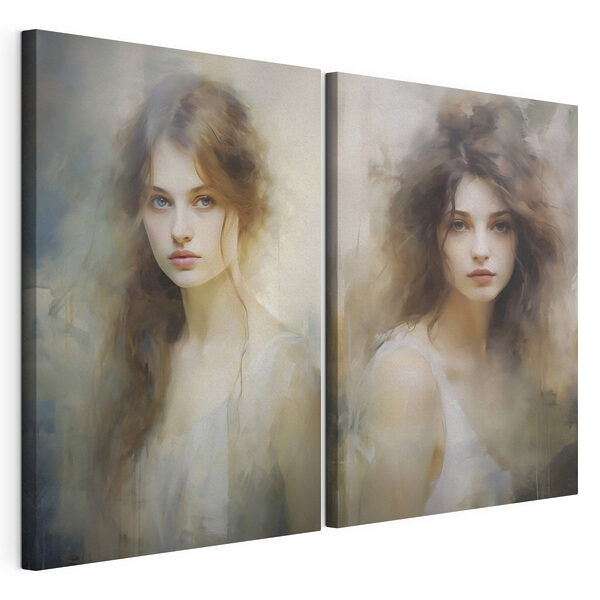 Comparaison du visage d'une femme Impression sur toile modulaire Comparaison du visage d'une femme