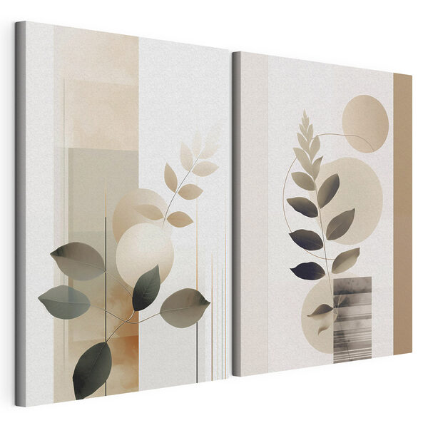 Impression sur toile modulaire Des teintes douces et des formes organiques s'harmonisent