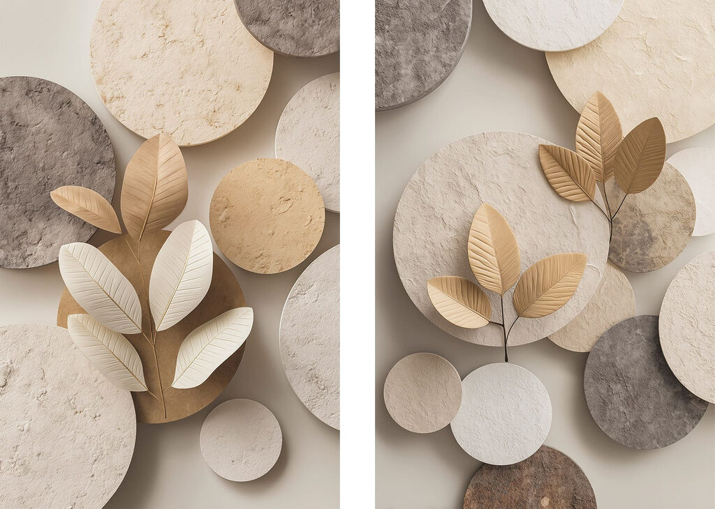 Collage of images of circles and leaves Collage of images of circles and leaves