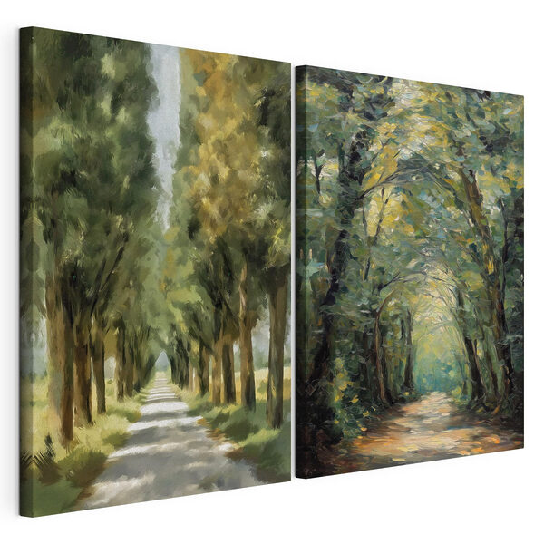 Chemin bordé d'arbres Impression sur toile modulaire Chemin bordé d'arbres