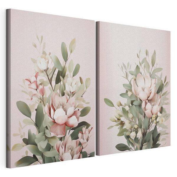 Des fleurs délicates aux teintes douces Impression sur toile modulaire Des fleurs délicates aux teintes douces