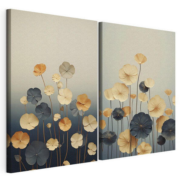 Des fleurs délicates aux couleurs douces Impression sur toile modulaire Des fleurs délicates aux couleurs douces