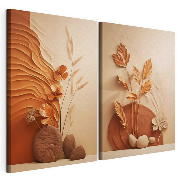 Impression sur toile modulaire - Des formes élégantes dans des tons terreux